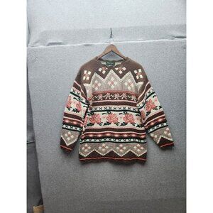 Vintage Dana Scott Medium Acrylic Sweater With Floral & Geometric Pattern